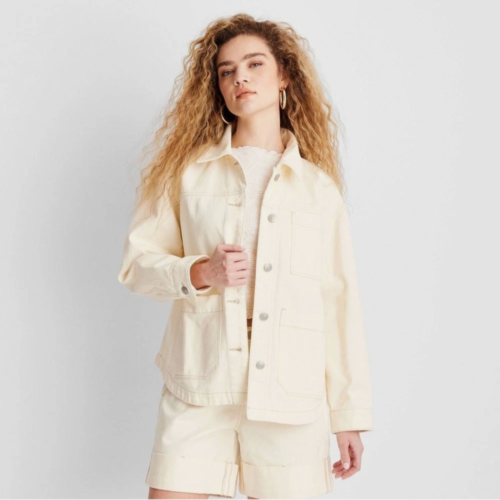 Future Colletive Denim Jacket Size XS Women's Cream Jacket Oversized